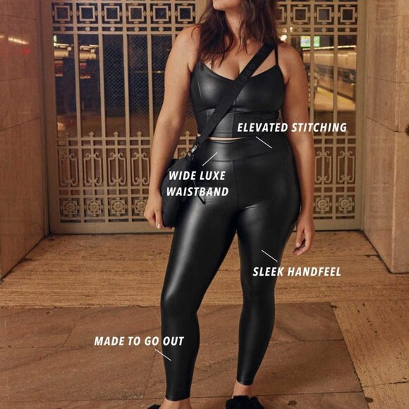 NWT Offline By Aerie Real Luxe Faux Leather Leggings Black - Picture 5 of 7